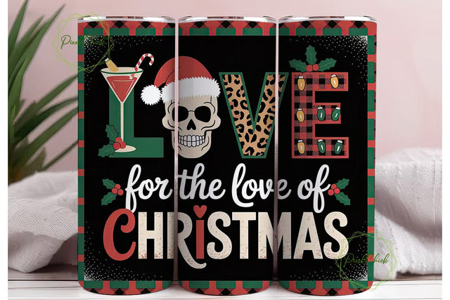 Christmas Skull Love 20oz Tumbler Wrap Sublimation PixelChick 