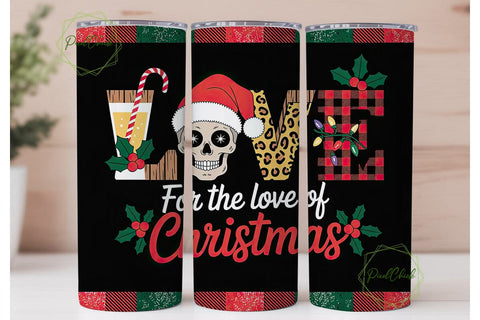 Christmas Skull Love 20oz Tumbler Wrap Sublimation PixelChick 