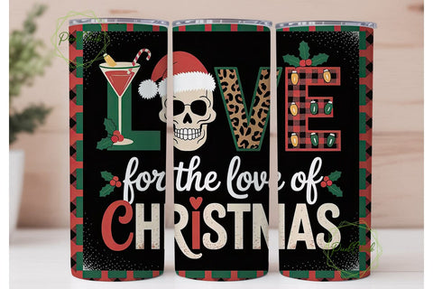 Christmas Skull Love 20oz Tumbler Wrap Sublimation PixelChick 