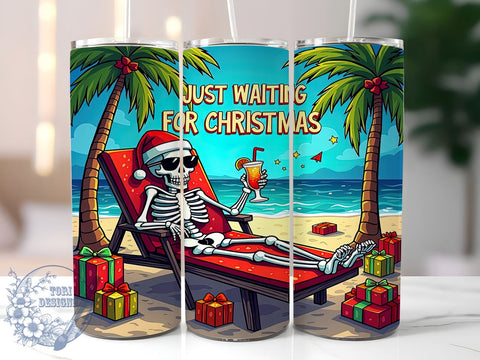 Christmas Skull Tumbler, Waiting for Christmas, 20oz Tumbler Wrap, Sublimation Design, Holiday Tumbler, Skull Wrap Sublimation, Festive Drinkware Sublimation ToriDesigns 
