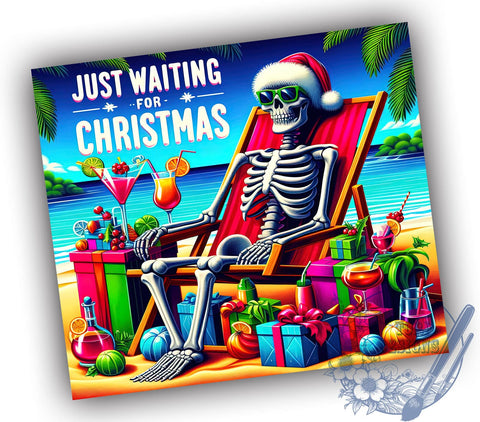 Christmas Skull Tumbler, Waiting for Christmas, 20oz Tumbler Wrap, Sublimation Design, Holiday Tumbler, Skull Wrap Sublimation, Festive Drinkware Sublimation ToriDesigns 