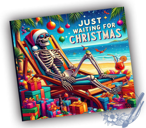 Christmas Skull Tumbler, Waiting for Christmas, 20oz Tumbler Wrap, Sublimation Design, Holiday Tumbler, Skull Wrap Sublimation, Festive Drinkware Sublimation ToriDesigns 