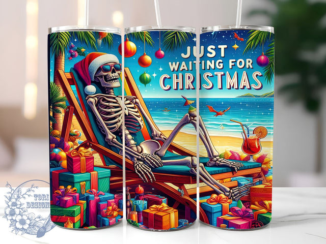 Christmas Skull Tumbler, Waiting for Christmas, 20oz Tumbler Wrap, Sublimation Design, Holiday Tumbler, Skull Wrap Sublimation, Festive Drinkware Sublimation ToriDesigns 