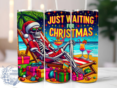 Christmas Skull Tumbler, Waiting for Christmas, 20oz Tumbler Wrap, Sublimation Design, Holiday Tumbler, Skull Wrap Sublimation, Festive Drinkware Sublimation ToriDesigns 