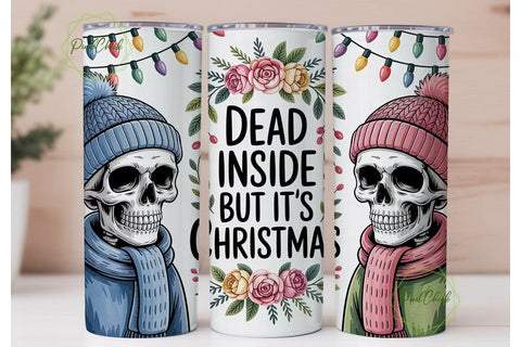 Christmas Skull Tumbler Wrap PNG Sublimation PixelChick 