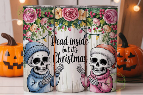 Christmas Skull Tumbler Wrap PNG Sublimation PixelChick 
