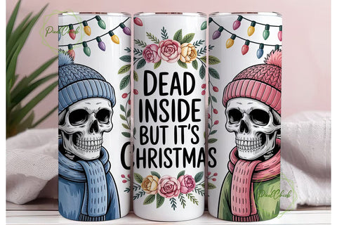 Christmas Skull Tumbler Wrap PNG Sublimation PixelChick 