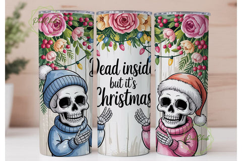 Christmas Skull Tumbler Wrap PNG Sublimation PixelChick 