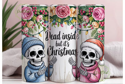 Christmas Skull Tumbler Wrap PNG Sublimation PixelChick 