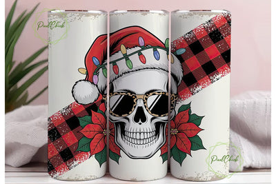 Christmas Skull Tumbler Wrap PNG Sublimation PixelChick 