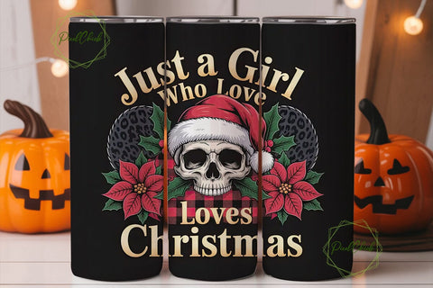 Christmas Skull Tumbler Wrap Sublimation PixelChick 