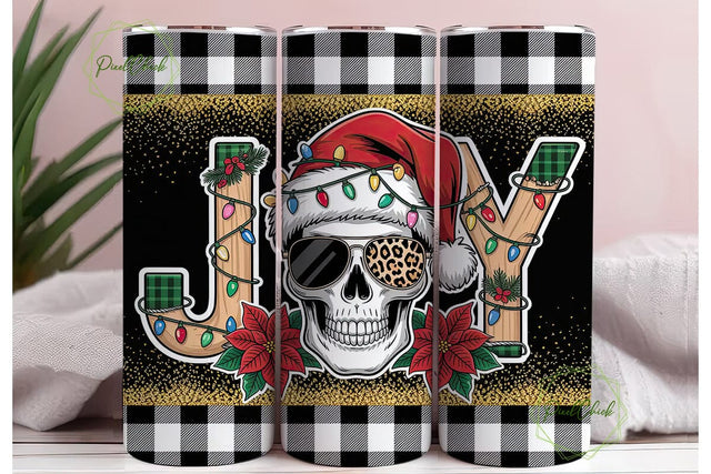 Christmas Skull Tumbler Wrap Sublimation PixelChick 