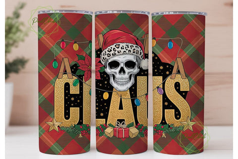 Christmas Skull Tumbler Wrap Sublimation PixelChick 
