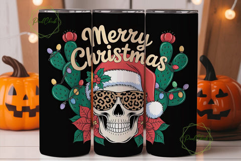 Christmas Skull Tumbler Wrap Sublimation PixelChick 