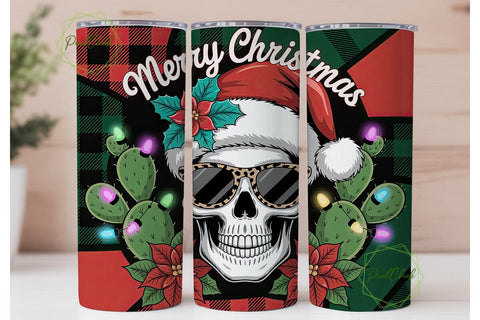 Christmas Skull Tumbler Wrap Sublimation PixelChick 