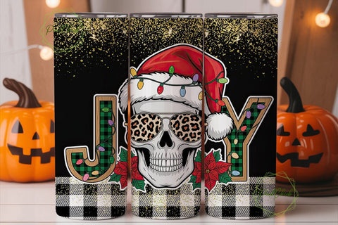 Christmas Skull Tumbler Wrap Sublimation PixelChick 