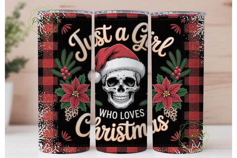 Christmas Skull Tumbler Wrap Sublimation PixelChick 