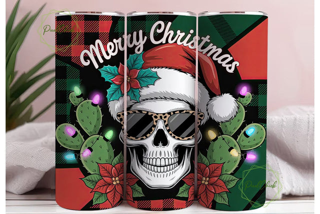 Christmas Skull Tumbler Wrap Sublimation PixelChick 