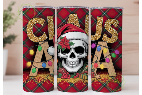 Christmas Skull Tumbler Wrap Sublimation PixelChick 