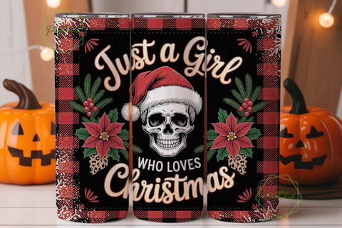 Christmas Skull Tumbler Wrap Sublimation PixelChick 