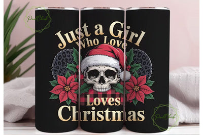 Christmas Skull Tumbler Wrap Sublimation PixelChick 