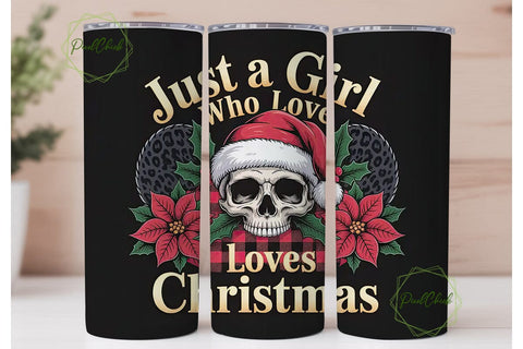Christmas Skull Tumbler Wrap Sublimation PixelChick 