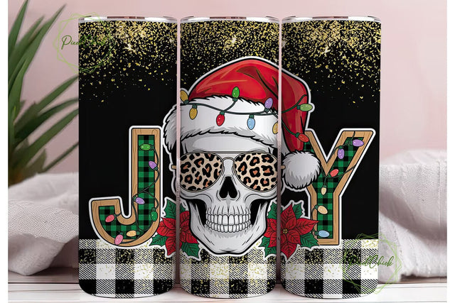 Christmas Skull Tumbler Wrap Sublimation PixelChick 