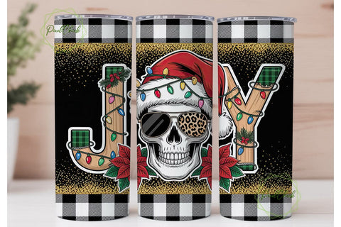 Christmas Skull Tumbler Wrap Sublimation PixelChick 