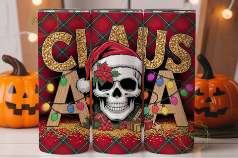 Christmas Skull Tumbler Wrap Sublimation PixelChick 