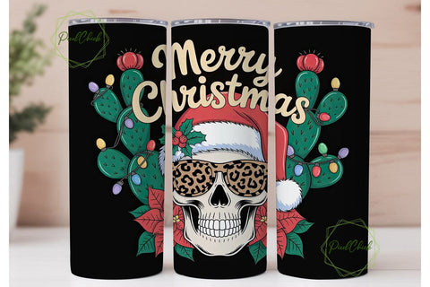 Christmas Skull Tumbler Wrap Sublimation PixelChick 