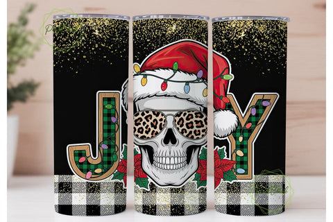 Christmas Skull Tumbler Wrap Sublimation PixelChick 