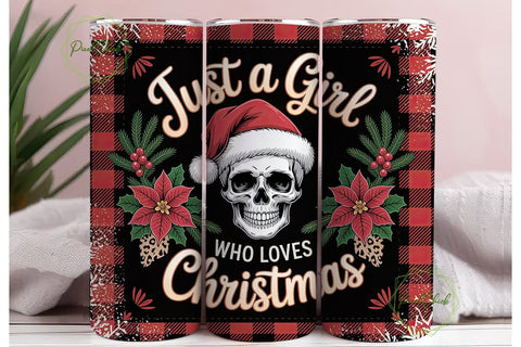 Christmas Skull Tumbler Wrap Sublimation PixelChick 