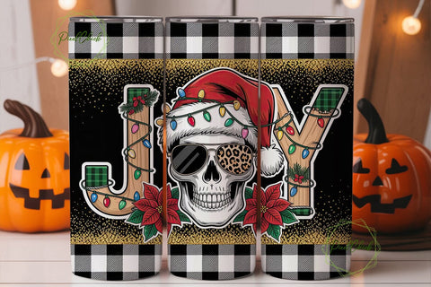 Christmas Skull Tumbler Wrap Sublimation PixelChick 