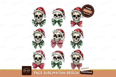 Christmas Skulls With Hats Sublimation Png Set Sublimation Designangry 