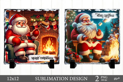 Christmas Slate Sublimation. Santa Christmas Slate PNG Sublimation Olga Terlyanskaya 