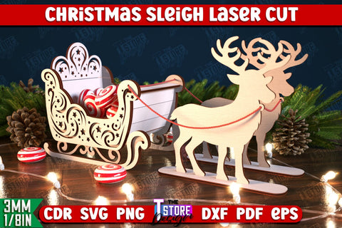Christmas Sleigh Bundle | Reindeer Sled | Santa's Sleigh | Holiday Décor | CNC Files SVG The T Store Design 