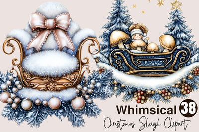 Christmas Sleigh Clipart Bundle Sublimation SVGArt 