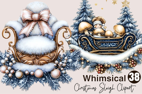 Christmas Sleigh Clipart Bundle Sublimation SVGArt 