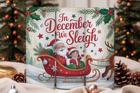 Christmas Sleigh Ride 20oz Tumbler Wrap Sublimation DesignSVG 