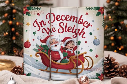 Christmas Sleigh Ride 20oz Tumbler Wrap Sublimation DesignSVG 