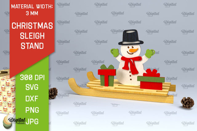 Christmas Sleigh Stand Laser Cut. Christmas Decor SVG SVG Evgenyia Guschina 