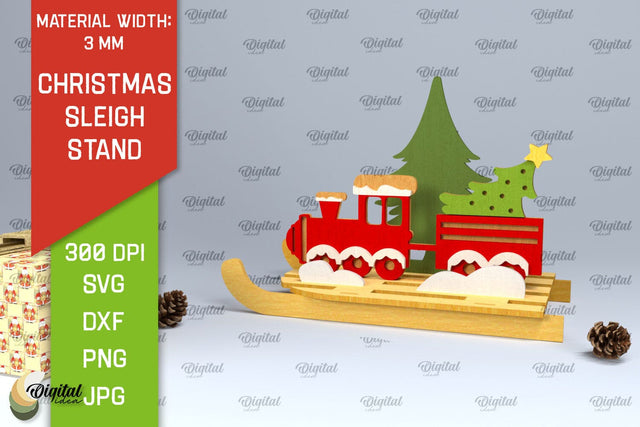 Christmas Sleigh Stand Laser Cut. Christmas Decor SVG SVG Evgenyia Guschina 