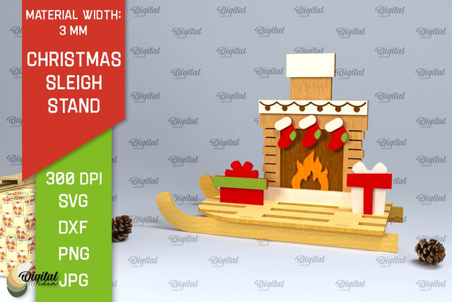 Christmas Sleigh Stand Laser Cut. Christmas Decor SVG SVG Evgenyia Guschina 