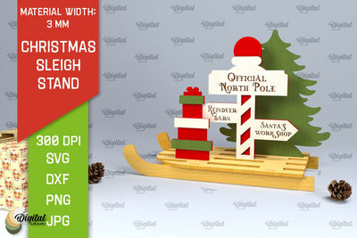 Christmas Sleigh Stand Laser Cut. Christmas Decor SVG SVG Evgenyia Guschina 