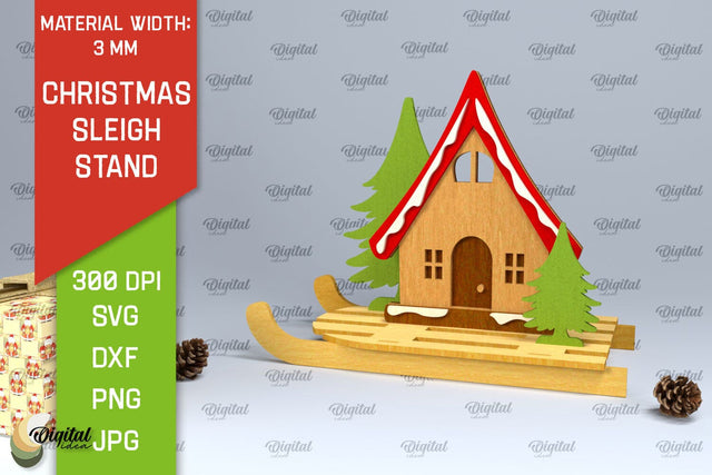 Christmas Sleigh Stand Laser Cut. Christmas Decor SVG SVG Evgenyia Guschina 