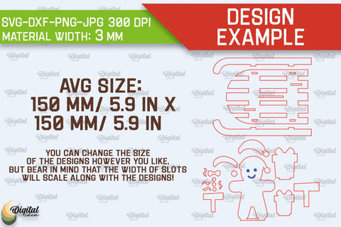 Christmas Sleigh Stand Laser Cut. Christmas gingerbread man SVG SVG Evgenyia Guschina 