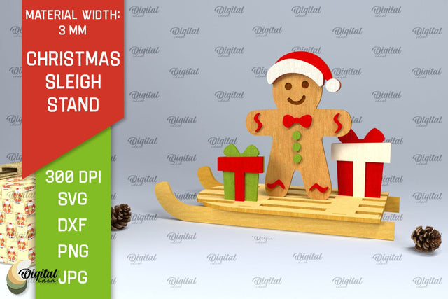 Christmas Sleigh Stand Laser Cut. Christmas gingerbread man SVG SVG Evgenyia Guschina 