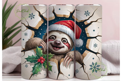 Christmas Sloth 20oz Tumbler Wrap Sublimation PixelChick 