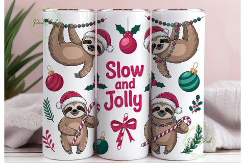 Christmas Sloth 20oz Tumbler Wrap Sublimation PixelChick 
