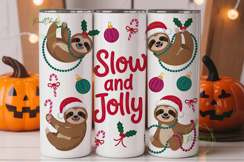 Christmas Sloth 20oz Tumbler Wrap Sublimation PixelChick 